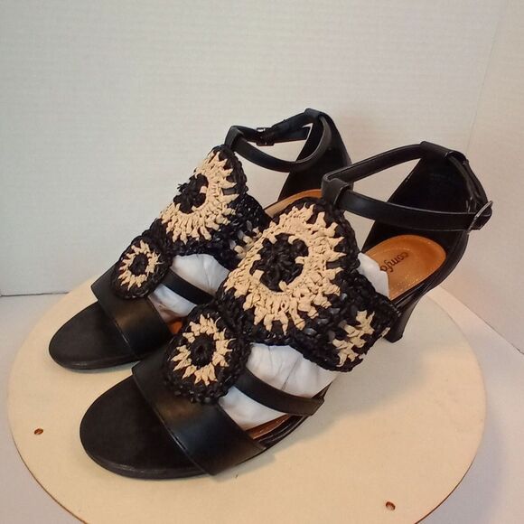 COMFORTVIEW Black Woven Open Toe Women's Sandals Size 7M - Picture 1 of 14